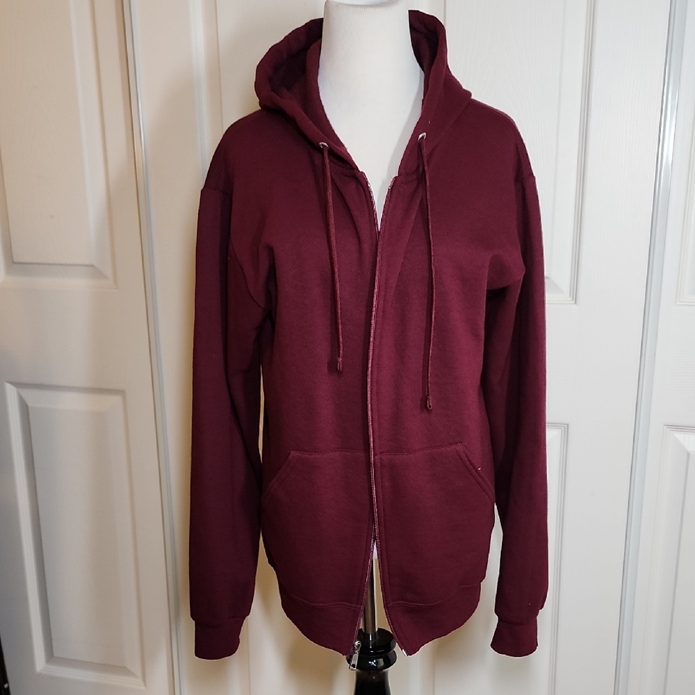 Fruit of the Loom Maroon Zip Up Sweater with Hood